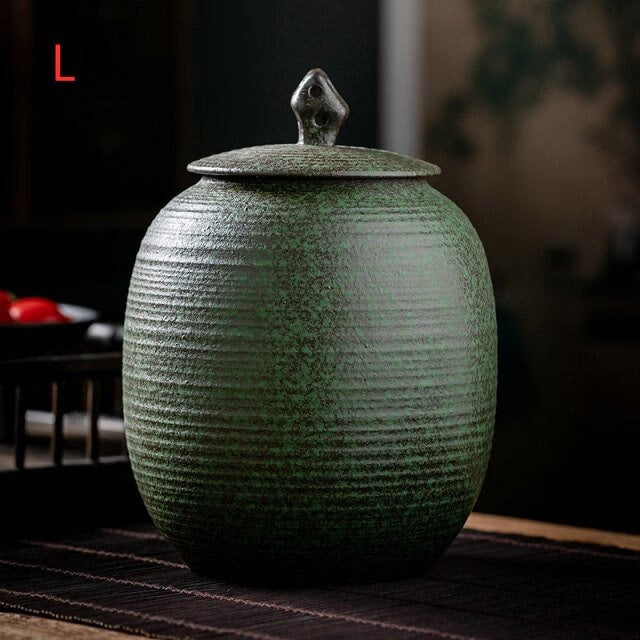 ACACUSS Retro Ceramic Large Tea Containers Pot Sealed Storage Tank for Tea & Coffee | Retro Stoneware | Ceramic Airtight pot Gong Fu - ACACUSS