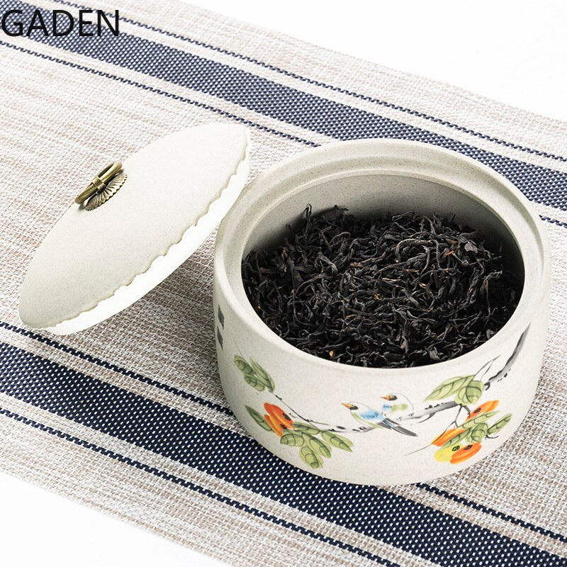 Retro Ceramic Storage Jars Household Tea Cans Moisture-proof Sealed Jars Household Living Room Tea Table Decoration Tea Sets acacuss