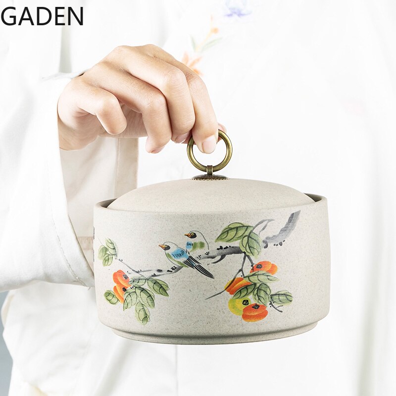 Retro Ceramic Storage Jars Household Tea Cans Moisture-proof Sealed Jars Household Living Room Tea Table Decoration Tea Sets acacuss