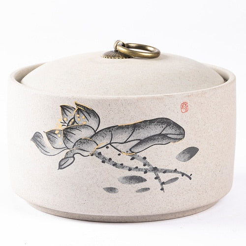 Retro Ceramic Storage Jars Household Tea Cans Moisture-proof Sealed Jars Household Living Room Tea Table Decoration Tea Sets acacuss
