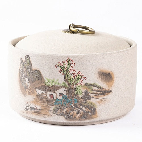 Retro Ceramic Storage Jars Household Tea Cans Moisture-proof Sealed Jars Household Living Room Tea Table Decoration Tea Sets acacuss