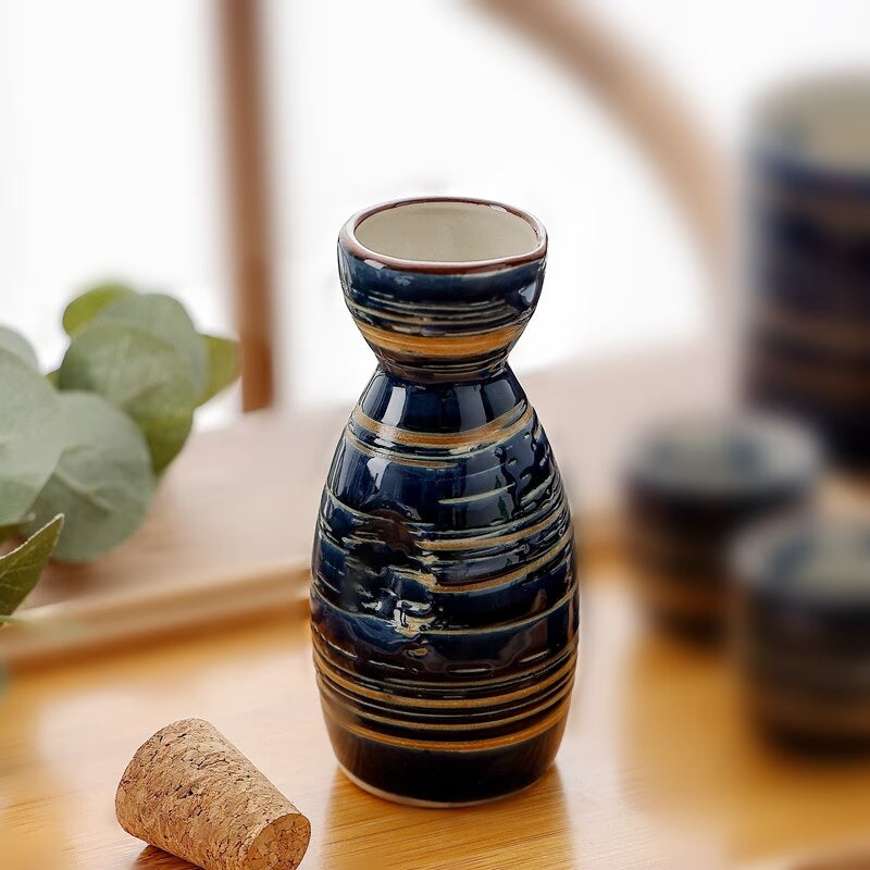 Retro Ceramic Wine Set Liquor Glass Wine Dispenser Japanese Sake Set Cup Pot Warmer Drinkware Spirits Barware Wedding Gifts acacuss