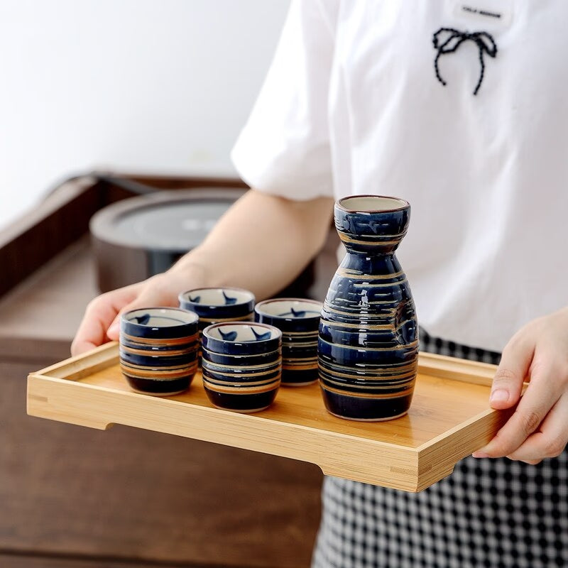 Retro Ceramic Wine Set Liquor Glass Wine Dispenser Japanese Sake Set Cup Pot Warmer Drinkware Spirits Barware Wedding Gifts acacuss