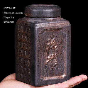 ACACUSS Ceramic Tea Caddy Retro Gilt Sealed Household Moisture-proof | Gong Fu Can | Candy Can | Handmade Tea Ceremony Accessories - ACACUSS