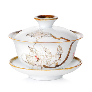Retro Hand Painted Flower Pattern Ceramic Gaiwan Teacup Handmade Tea Tureen Bowl Chinese Porcelain Teaware Drinkware 120ml acacuss