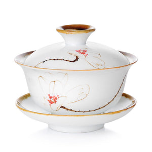 Retro Hand Painted Flower Pattern Ceramic Gaiwan Teacup Handmade Tea Tureen Bowl Chinese Porcelain Teaware Drinkware 120ml acacuss