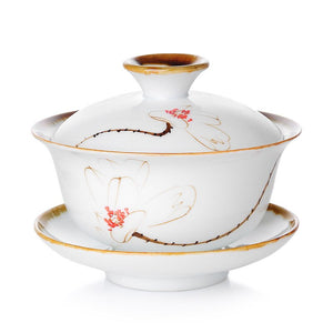 Retro Hand Painted Flower Pattern Ceramic Gaiwan Teacup Handmade Tea Tureen Bowl Chinese Porcelain Teaware Drinkware 120ml acacuss