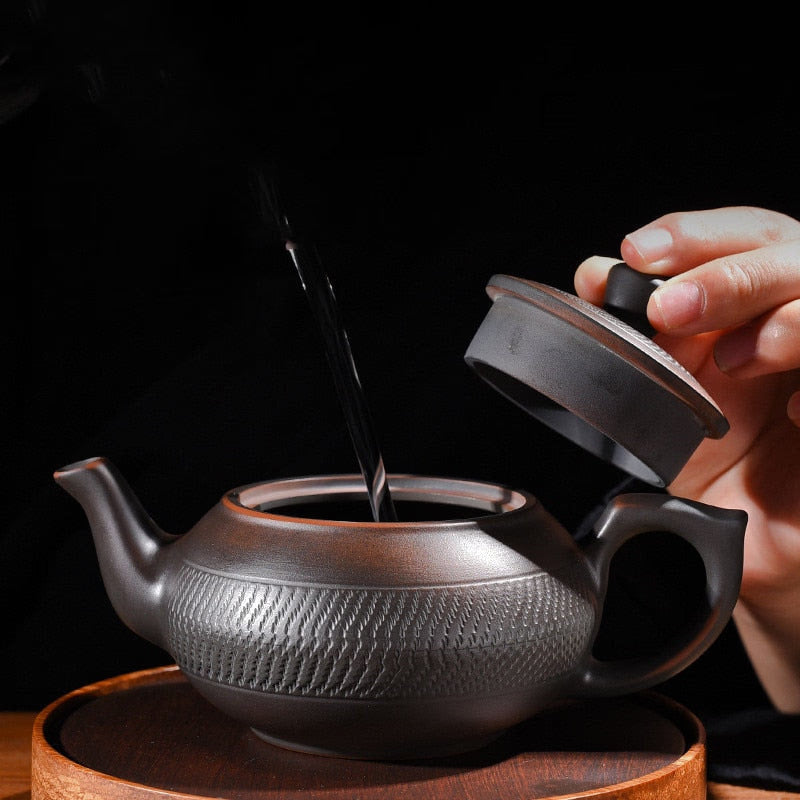 Retro High-end Purple Pottery Teapot Ceramic Household Purple Clay Single Pot Kung Fu Tea Set Jump Knife Pure Handmade Teapot acacuss