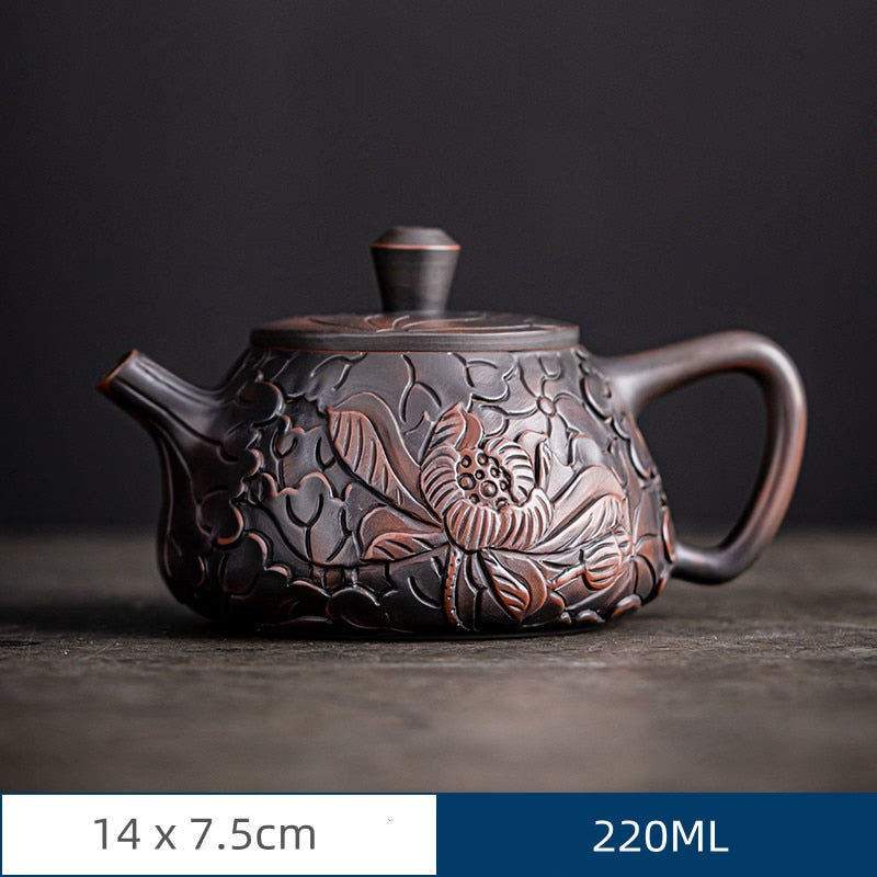 Retro High-end Purple Pottery Teapot Ceramic Household Purple Clay Single Pot Kung Fu Tea Set Jump Knife Pure Handmade Teapot acacuss