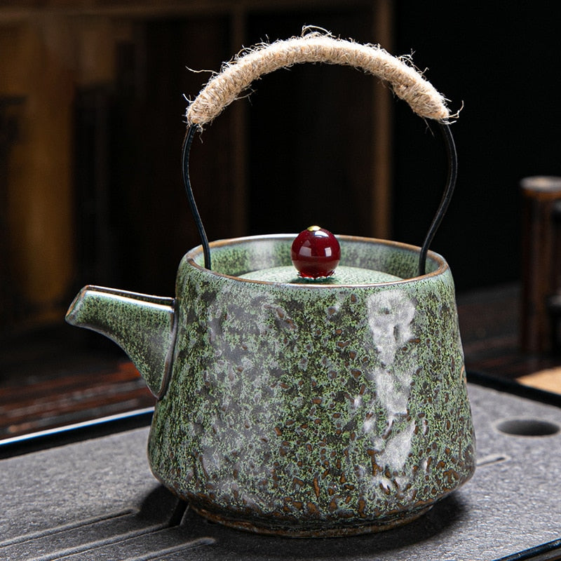 Retro Japanese Kungfu teapot ceramic tea set coarse ceramic beam teapot single pot convenient teapot wholesale acacuss
