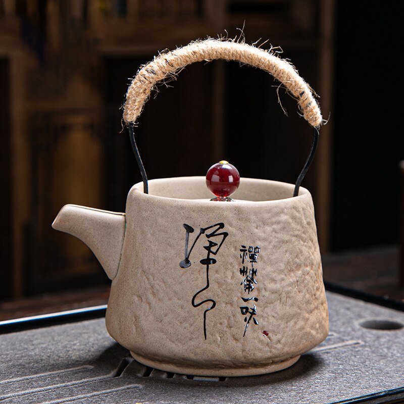 Retro Japanese Kungfu teapot ceramic tea set coarse ceramic beam teapot single pot convenient teapot wholesale acacuss