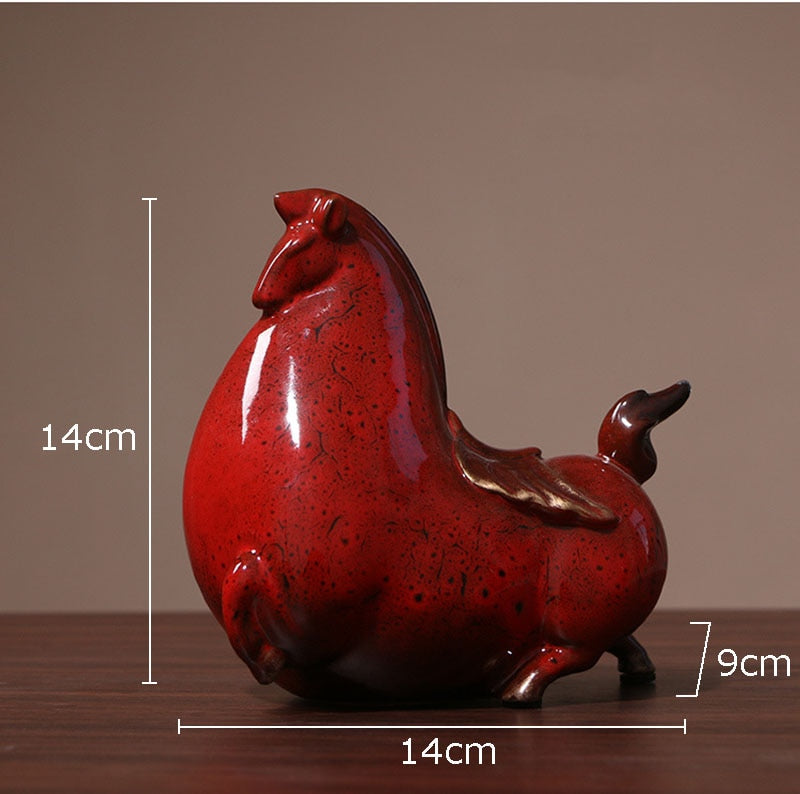 Retro Red Horse Porcelain Statue Desk Ornaments Horse Ceramic Sculpture Living Room Decoration Crafts Vintage Home Decor acacuss
