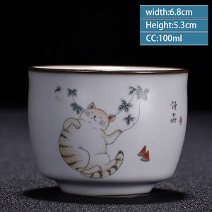 Retro Ru Kiln Ceramic Teacup Coffee Cup Handmade Tea Bowl Chinese Tea Set Accessories Master Teacup Drinkware Supplies 100ml acacuss