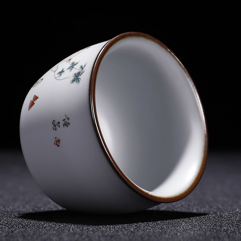 Retro Ru Kiln Ceramic Teacup Coffee Cup Handmade Tea Bowl Chinese Tea Set Accessories Master Teacup Drinkware Supplies 100ml acacuss