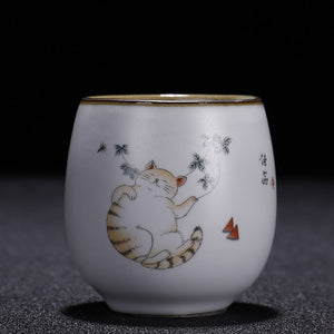 Retro Ru Kiln Ceramic Teacup Coffee Cup Handmade Tea Bowl Chinese Tea Set Accessories Master Teacup Drinkware Supplies 100ml acacuss