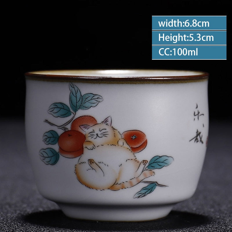 Retro Ru Kiln Ceramic Teacup Coffee Cup Handmade Tea Bowl Chinese Tea Set Accessories Master Teacup Drinkware Supplies 100ml acacuss
