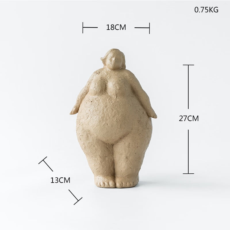 Retro Style Abstract Fat Lady Figurines Woman Statue Tabletop Resin Living Home Sculpture Ornaments Creative Figures Decoration acacuss