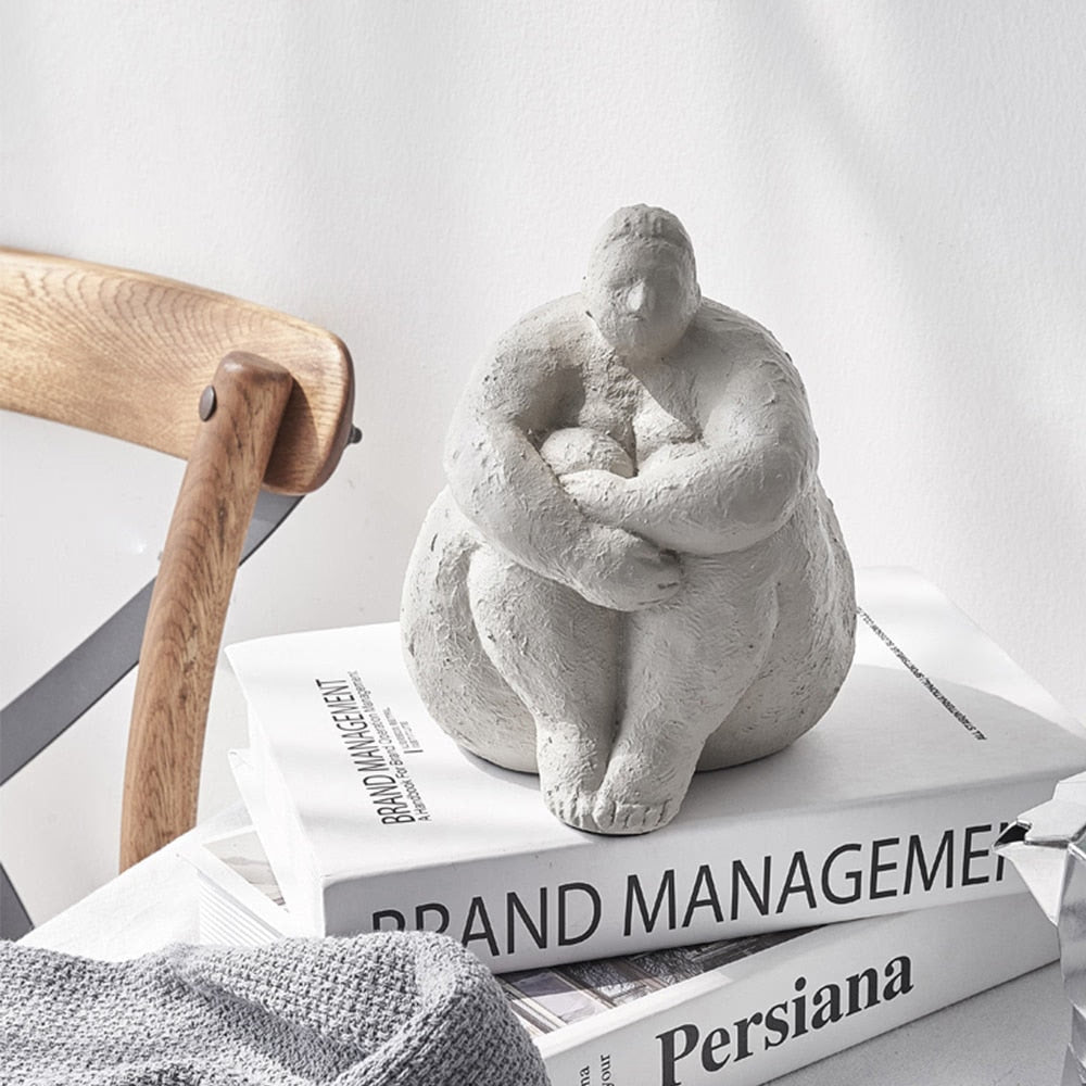 Retro Style Abstract Fat Lady Figurines Woman Statue Tabletop Resin Living Home Sculpture Ornaments Creative Figures Decoration acacuss
