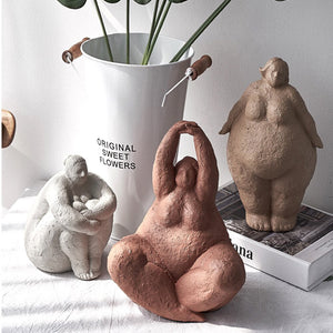 Retro Style Abstract Fat Lady Figurines Woman Statue Tabletop Resin Living Home Sculpture Ornaments Creative Figures Decoration acacuss