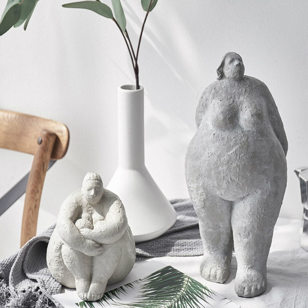 Retro Style Abstract Fat Lady Figurines Woman Statue Tabletop Resin Living Home Sculpture Ornaments Creative Figures Decoration acacuss