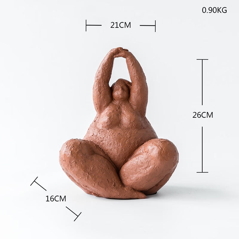 Retro Style Abstract Fat Lady Figurines Woman Statue Tabletop Resin Living Home Sculpture Ornaments Creative Figures Decoration acacuss