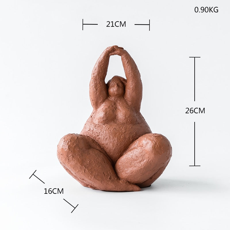 Retro Style Abstract Fat Lady Figurines Woman Statue Tabletop Resin Living Home Sculpture Ornaments Creative Figures Decoration acacuss