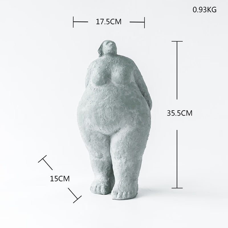 Retro Style Abstract Fat Lady Figurines Woman Statue Tabletop Resin Living Home Sculpture Ornaments Creative Figures Decoration acacuss