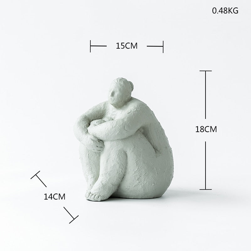 Retro Style Abstract Fat Lady Figurines Woman Statue Tabletop Resin Living Home Sculpture Ornaments Creative Figures Decoration acacuss