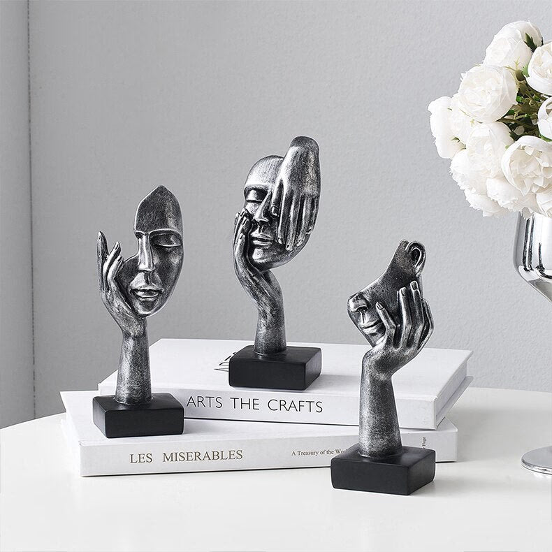 Retro Thinker Desk Accessories Human Face Ornaments for Home Sculptures &amp; Figurines Room Decoration Aesthetic Collectible Crafts acacuss