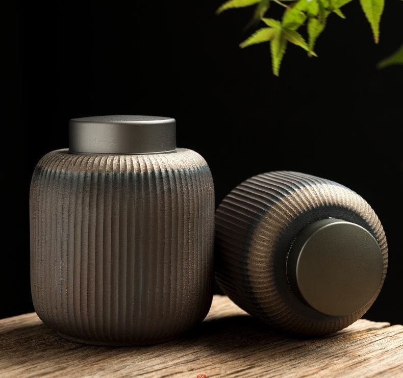 ACACUSS Tea TIN Or Coffee CONTAINER Retro Wood Fired Ceramic  Large Household Seal Ceramic Tea Canisters Traditional Tea Jars Storage Tea - ACACUSS