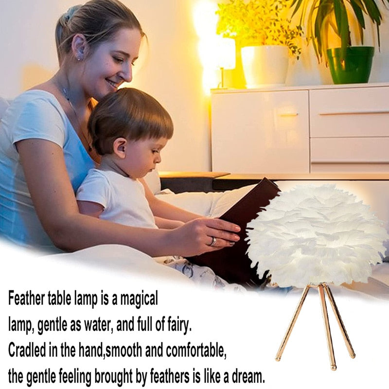 Romantic Feather Table Lamp Modern Bedside Lamp Living Room Coffee Shop Decoration Wedding Christmas Gift Ostrich Feather Light acacuss