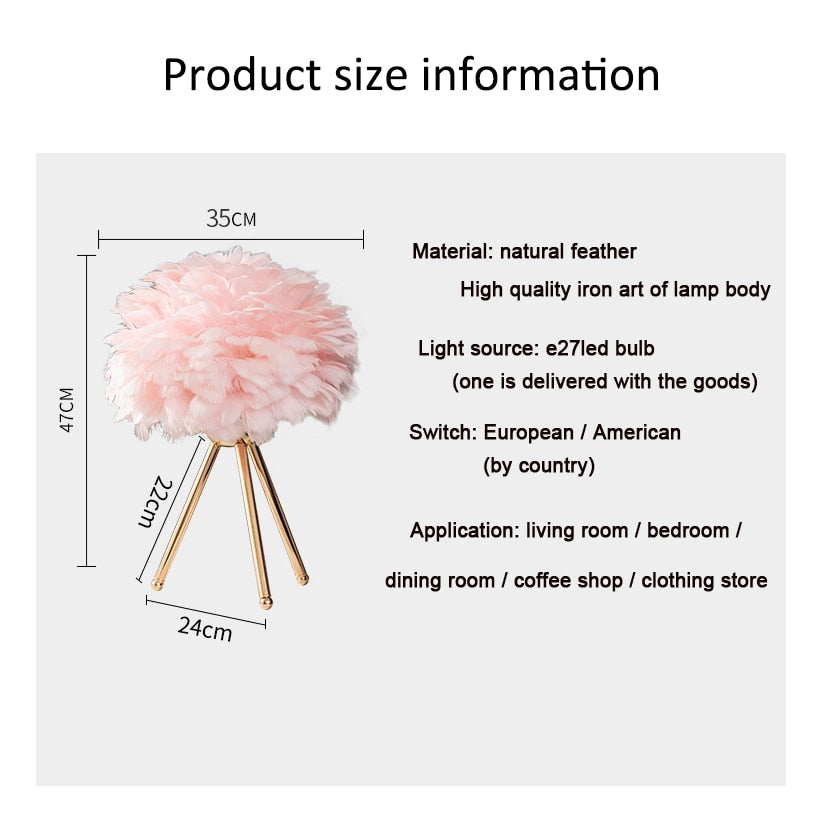 Romantic Feather Table Lamp Modern Bedside Lamp Living Room Coffee Shop Decoration Wedding Christmas Gift Ostrich Feather Light acacuss