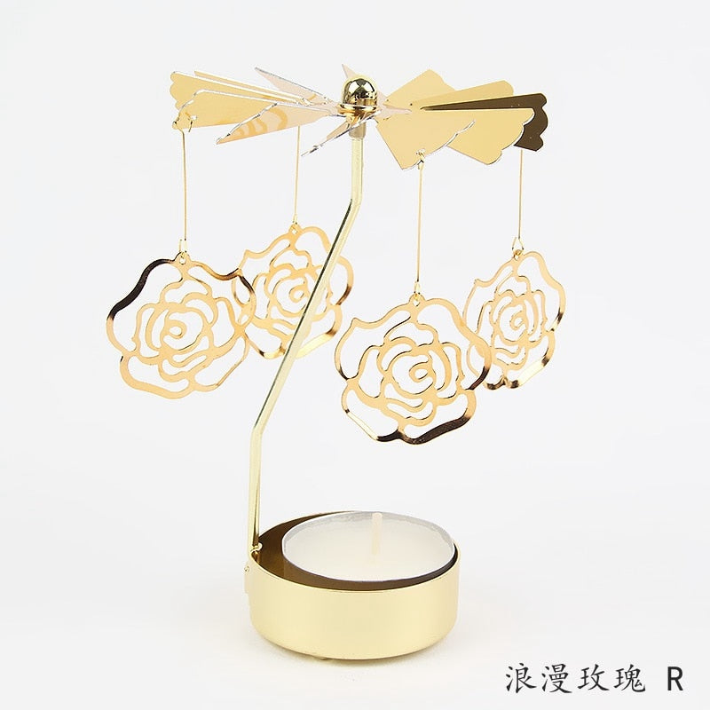 2023 Romantic Rotating Candlesticks Rotation Spinning Carrousel Tea Light Candle Holder Dinner Christmas Party Decoration acacuss