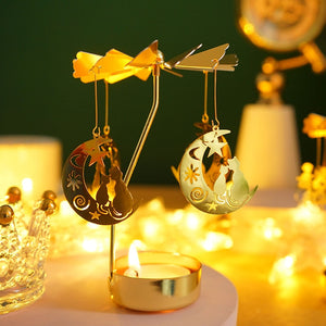 2023 Romantic Rotating Candlesticks Rotation Spinning Carrousel Tea Light Candle Holder Dinner Christmas Party Decoration acacuss