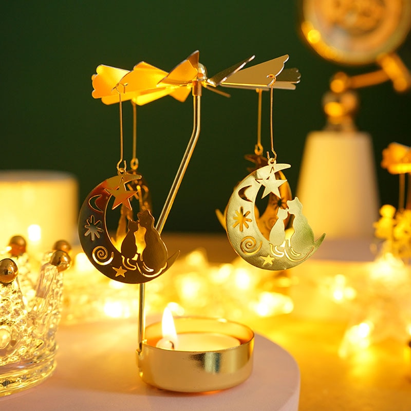 2023 Romantic Rotating Candlesticks Rotation Spinning Carrousel Tea Light Candle Holder Dinner Christmas Party Decoration acacuss