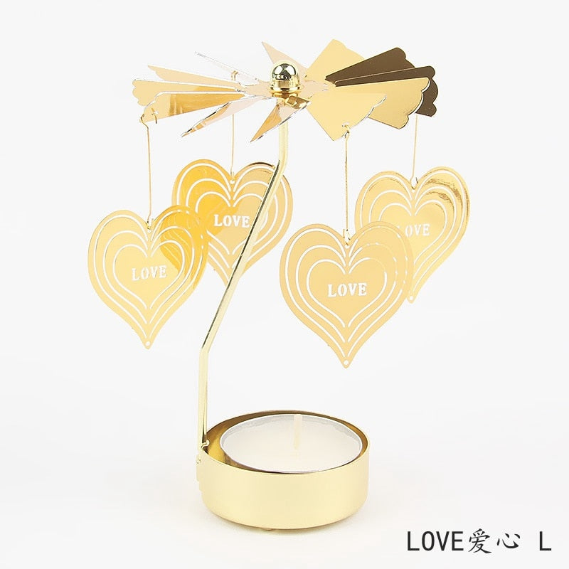 2023 Romantic Rotating Candlesticks Rotation Spinning Carrousel Tea Light Candle Holder Dinner Christmas Party Decoration acacuss