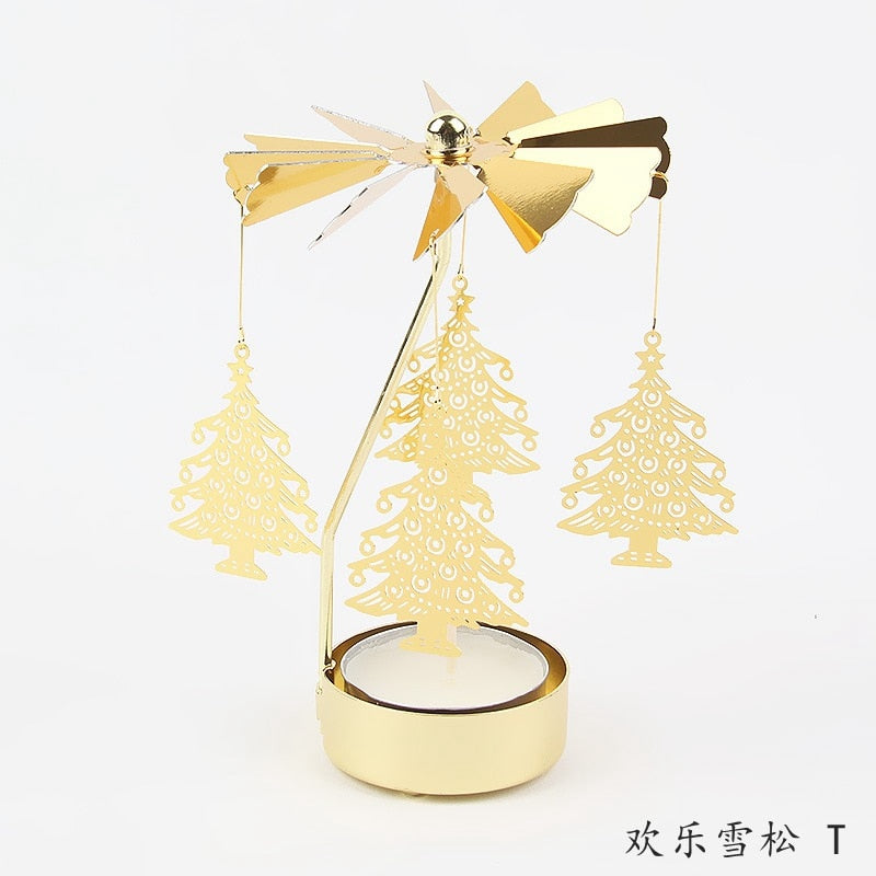 2023 Romantic Rotating Candlesticks Rotation Spinning Carrousel Tea Light Candle Holder Dinner Christmas Party Decoration acacuss