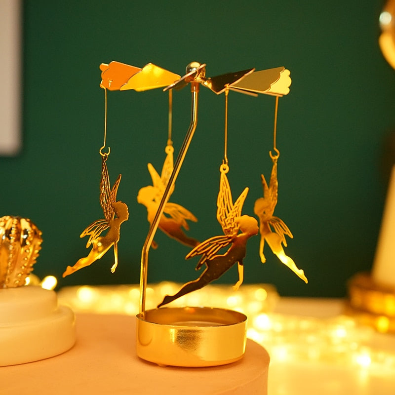 2023 Romantic Rotating Candlesticks Rotation Spinning Carrousel Tea Light Candle Holder Dinner Christmas Party Decoration acacuss