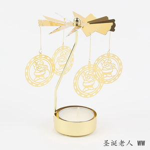 2023 Romantic Rotating Candlesticks Rotation Spinning Carrousel Tea Light Candle Holder Dinner Christmas Party Decoration acacuss