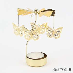 2023 Romantic Rotating Candlesticks Rotation Spinning Carrousel Tea Light Candle Holder Dinner Christmas Party Decoration acacuss