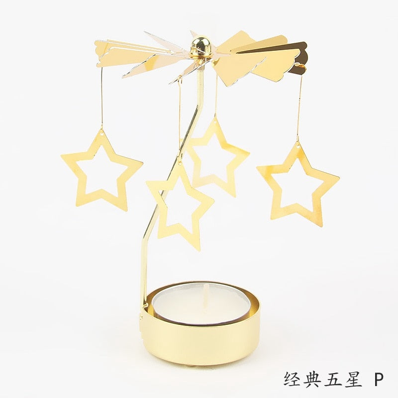 2023 Romantic Rotating Candlesticks Rotation Spinning Carrousel Tea Light Candle Holder Dinner Christmas Party Decoration acacuss