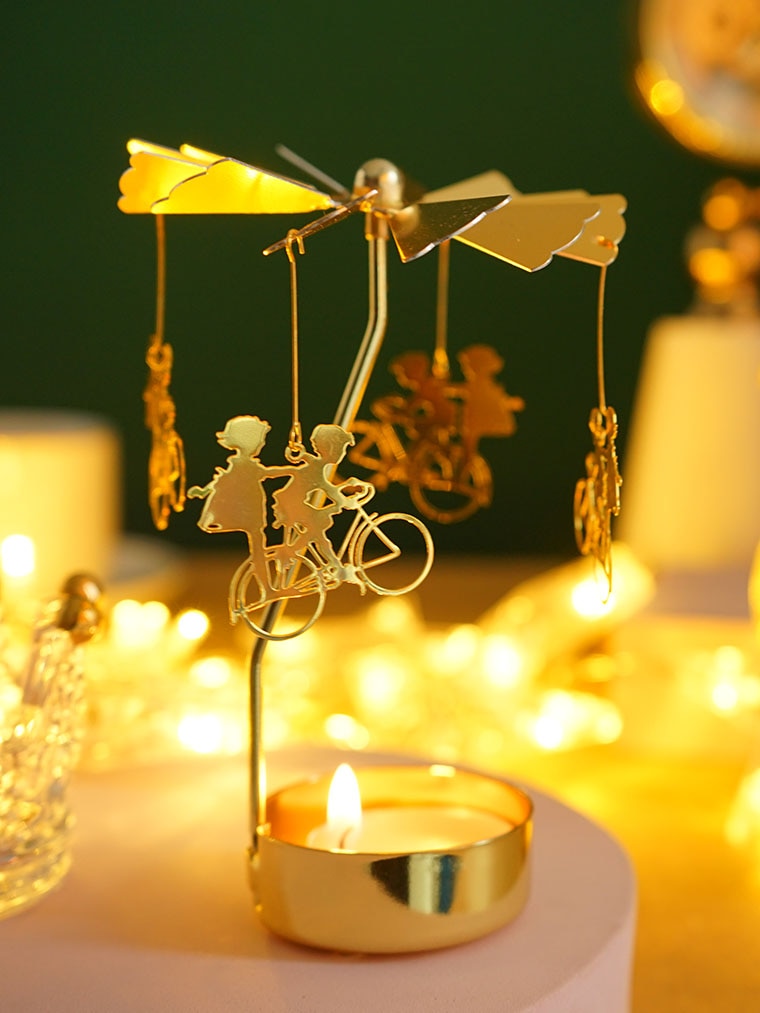 2023 Romantic Rotating Candlesticks Rotation Spinning Carrousel Tea Light Candle Holder Dinner Christmas Party Decoration acacuss