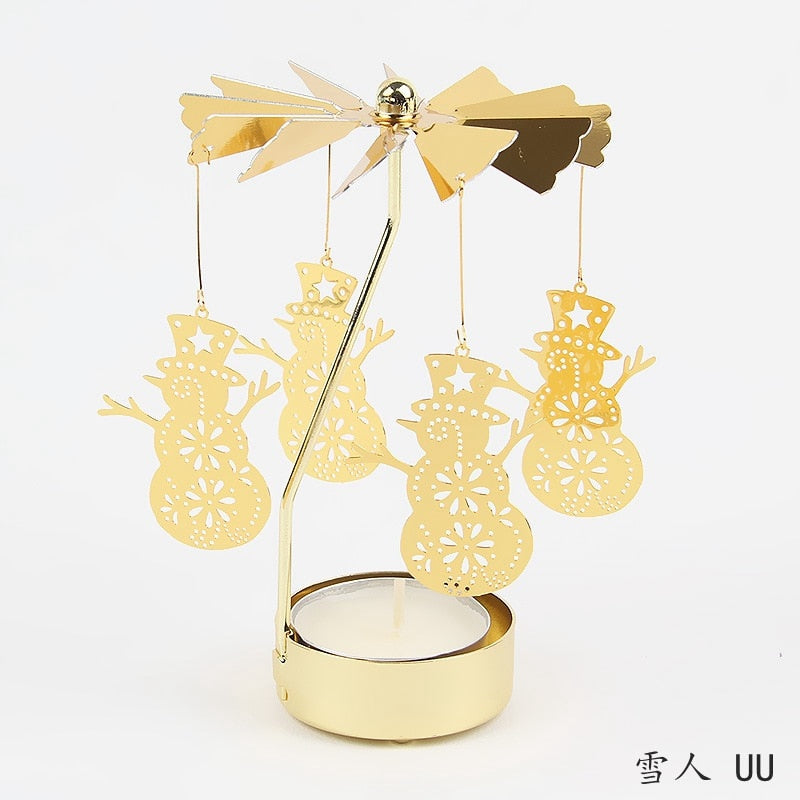 2023 Romantic Rotating Candlesticks Rotation Spinning Carrousel Tea Light Candle Holder Dinner Christmas Party Decoration acacuss