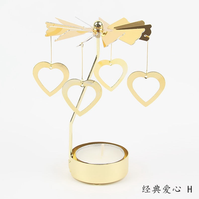 2023 Romantic Rotating Candlesticks Rotation Spinning Carrousel Tea Light Candle Holder Dinner Christmas Party Decoration acacuss