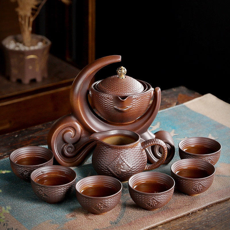 ACACUSS Office Creative Tea Maker Ceramic Semi-automatic 360 rotate Tea Maker Teapot - rotative tea set home gift - ACACUSS