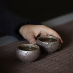 Rust-glazed ceramic teapot with 2 teacups and holder chinese teaset japanese tea set drinkware acacuss