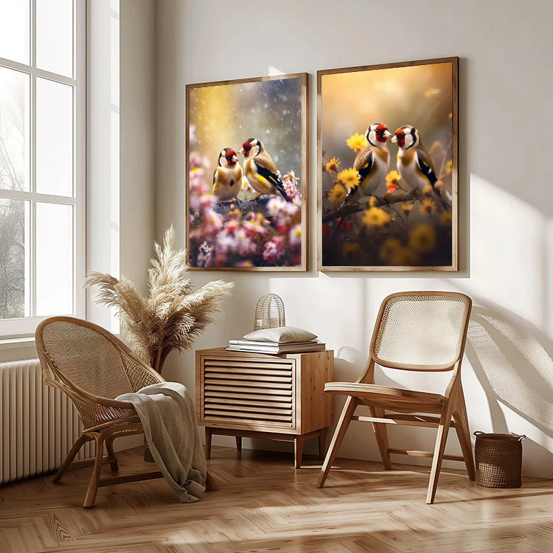 Majestic Bird Goldfinch Posters Epic Goldfinch Bird Couple Wall Picture Canvas Paintings Wall Art Prints Bedroom Club Home Decor