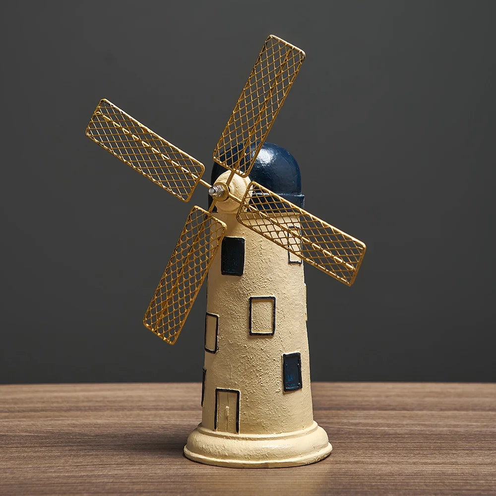 Vintage Windmill Figurine Home Living Room Decorations Antique Design Crafts Resin Dutch Style Statue Cabinet Ornamental Crafts