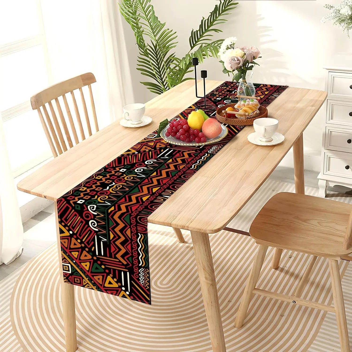 African American Heritage Festival Linen Table Runner for Holiday Party Decor Washable Kitchen Table Runners Dresser Scarf Decor
