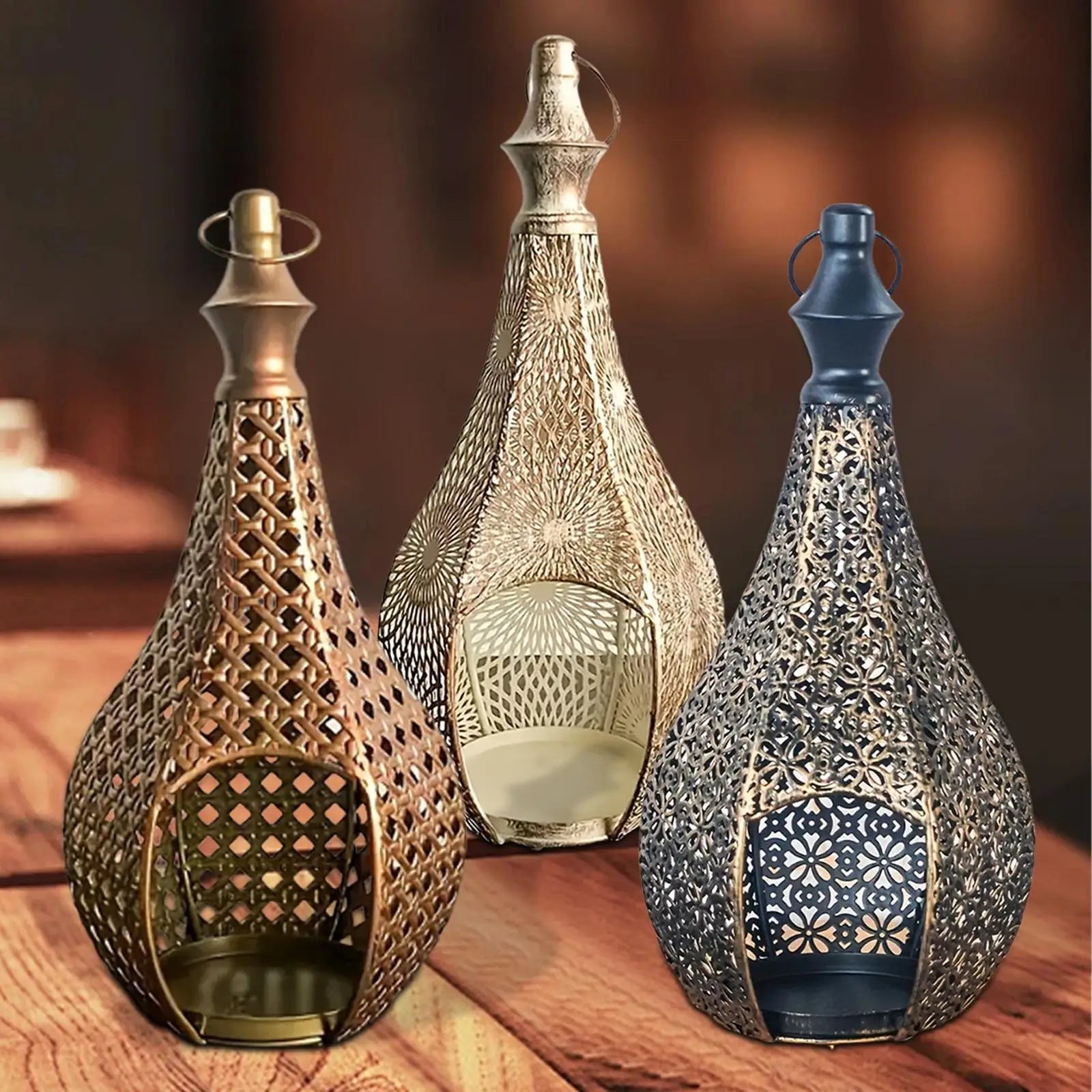 Decorative Candle Holder Tabletop Ornament Metal Vintage Hanging Candle Lantern